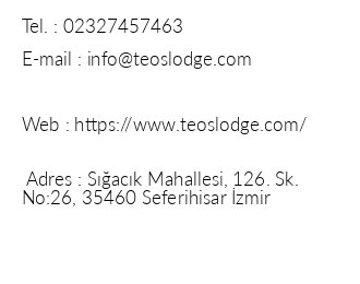 Teos Lodge Sack iletiim bilgileri